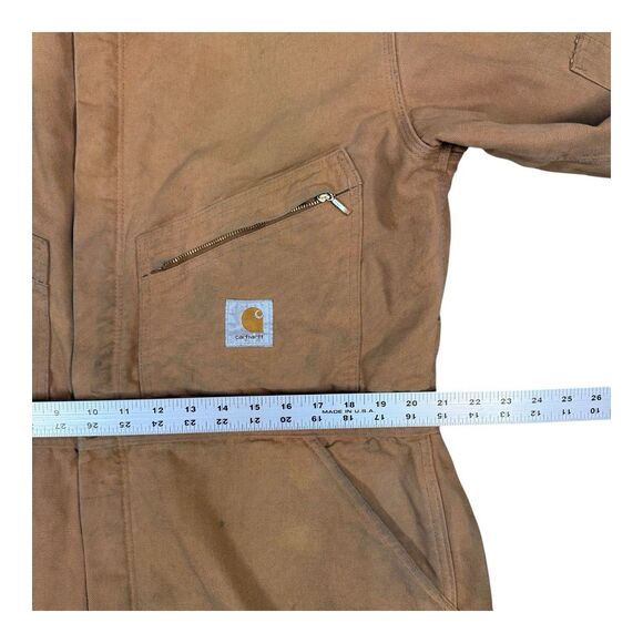 Vtg Carhartt 996QZS Duck Canvas Insulated Coveralls Men’s Size 46S USA Thrashed - Picture 10 of 13